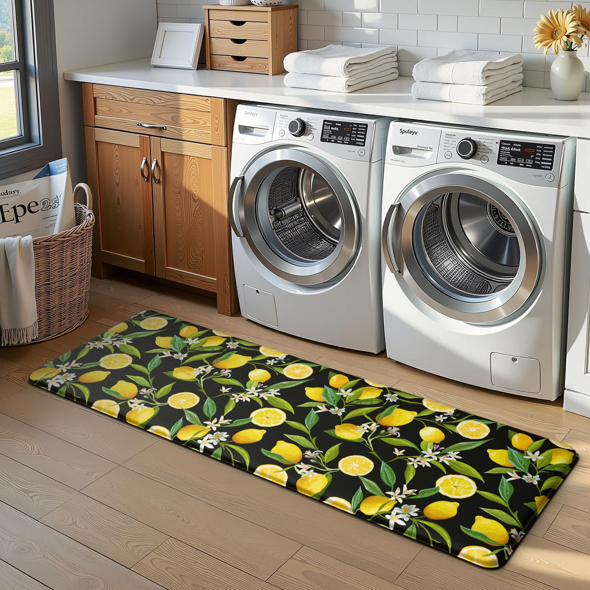 MAYHMYO lemon kitchen mat by kitchen sink for standing tasks