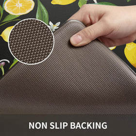 MAYHMYO lemon kitchen mat non-slip backing keeps mat in place