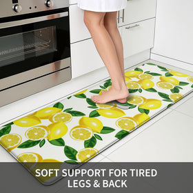 MAYHMYO lemon kitchen mat non-slip backing—secure placement on tile and wood surfaces