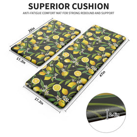 MAYHMYO lemon kitchen mat set in black shows balanced left mat design