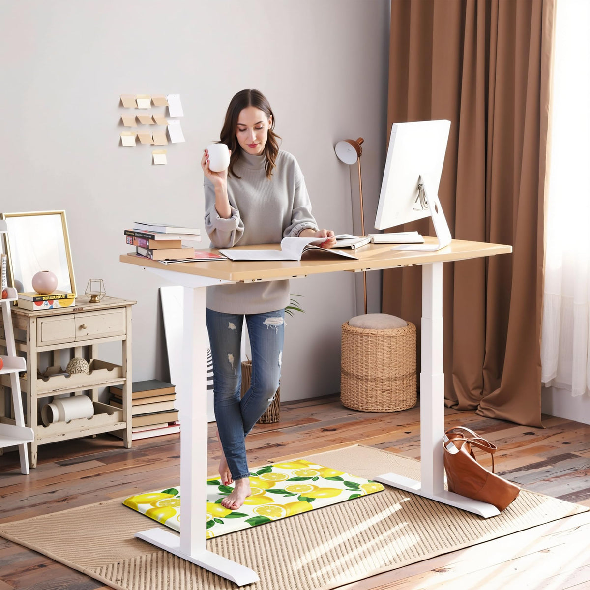MAYHMYO lemon kitchen mat under stove—supports long cooking sessions