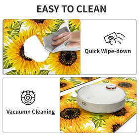 MAYHMYO Sunflower mat anti-fatigue test image demonstrates standing comfort during tasks.