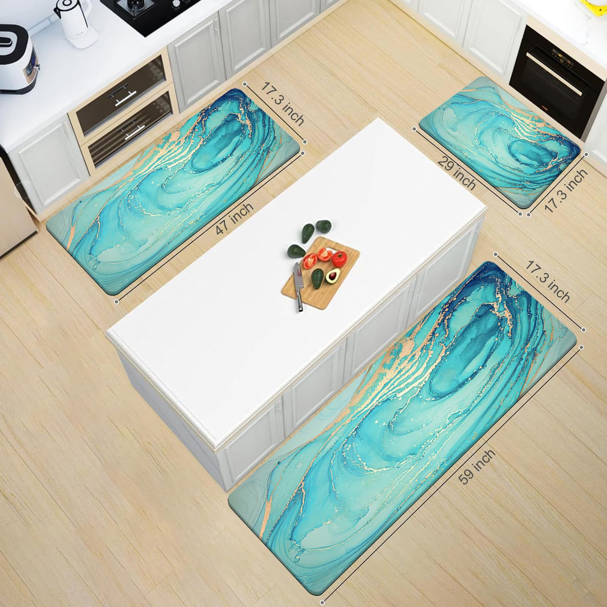 MAYHMYO teal marble mats enhancing decor in dining or kitchen