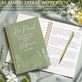 MAYICIVO A5 spiral notebook, sturdy for notes and plans.