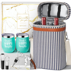 MAYICIVO insulated wine tote bag keeps two bottles secure for travel