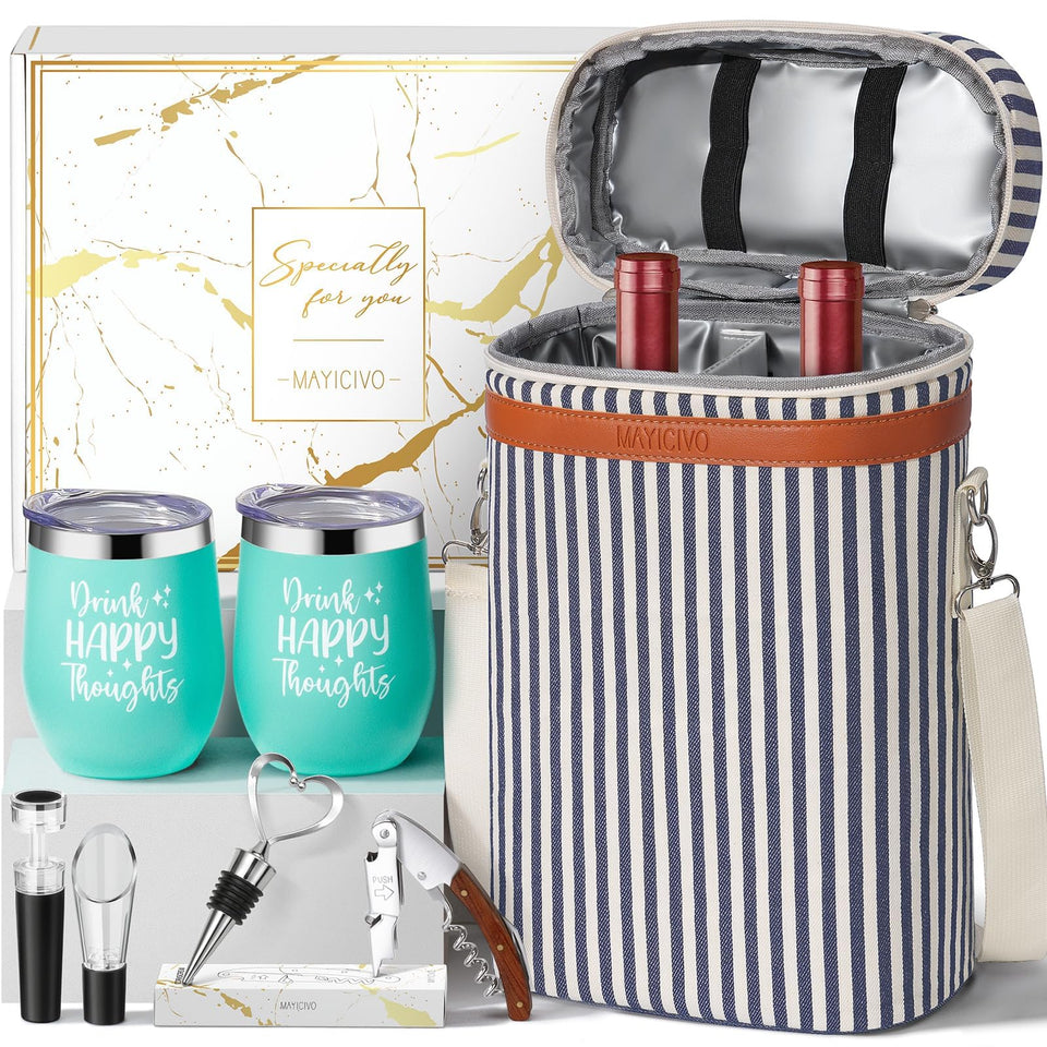 MAYICIVO insulated wine tote bag keeps two bottles secure for travel
