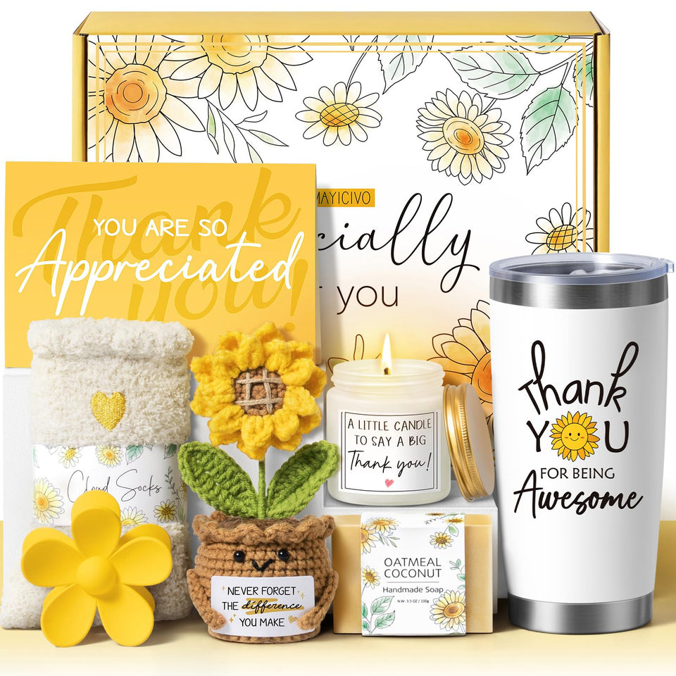 Mayicivo thank you gift box with sunflower tumbler for coworkers