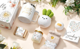 MAYICIVO unboxing gift basket captures a complete self-care moment.