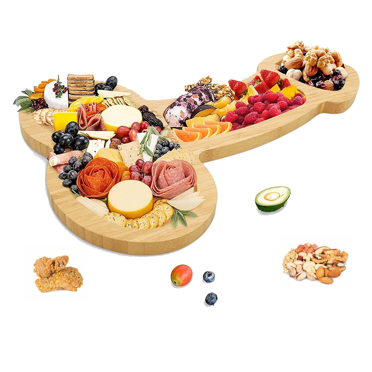 MAYISO funny aperitif board front view showing compact entertaining surface