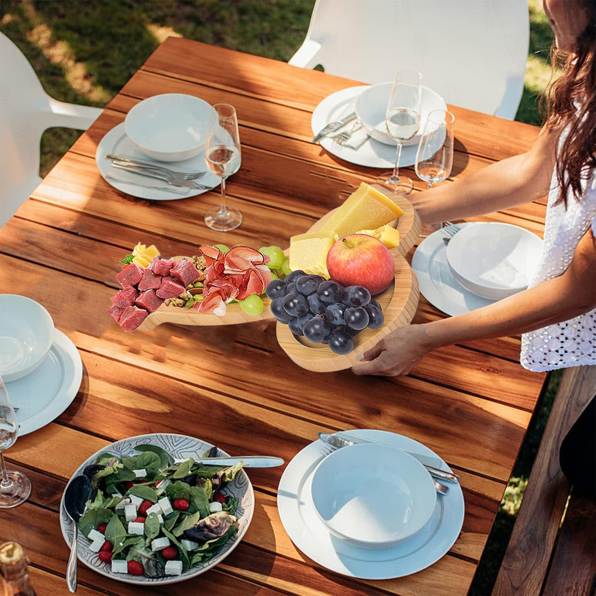 MAYISO large aperitif board arranged for cheese, meat, and fruit