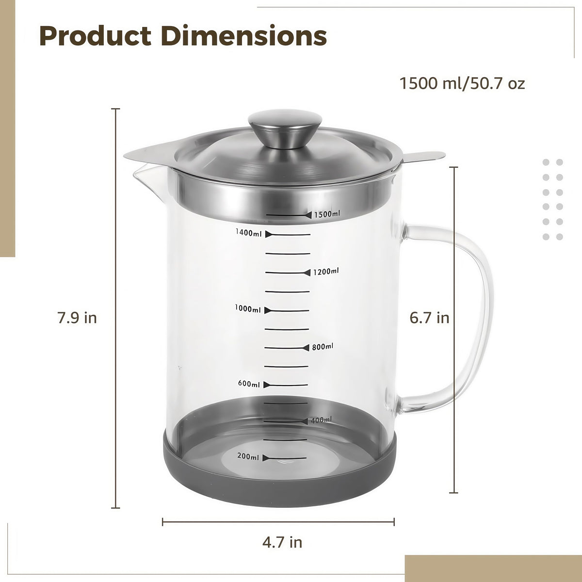 Maylmc Bacon Grease Saver silicone base keeps the container steady on countertops