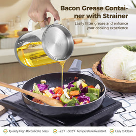 Maylmc Bacon Grease Saver stainless filter ensures clean oil by removing food particles