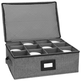 Mayniu Mug Storage Box with Dividers; dustproof lid keeps mugs protected.