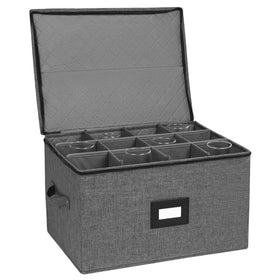 Mayniu stemware storage container with a hard top lid for dustproof stacking