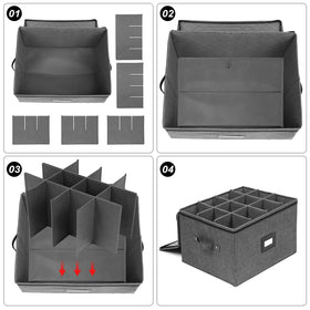 Mayniu wine glass storage box collapsible, easy to fold for compact storage when not in use.