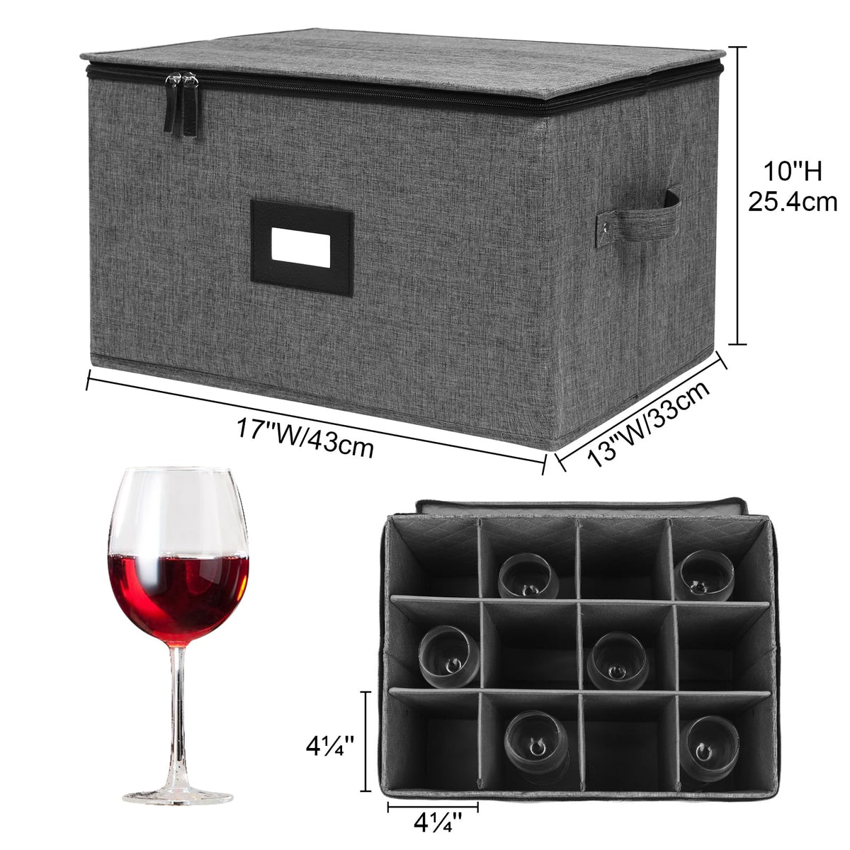 Mayniu wine glass storage box stacked, sturdy top allows safe stacking of multiple cases.