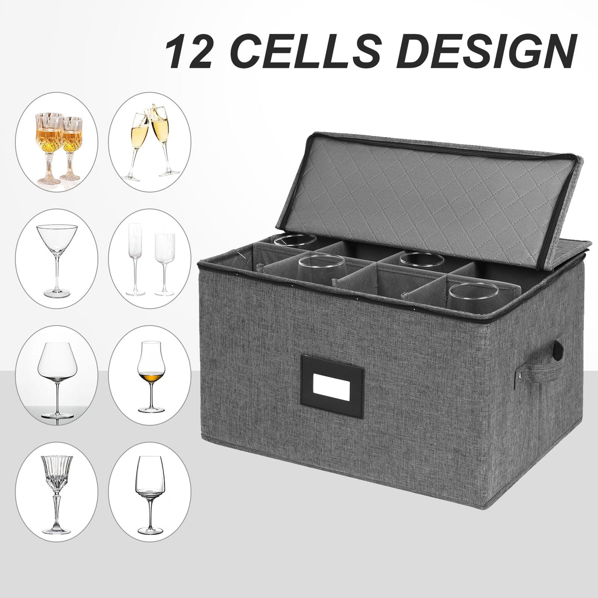 Mayniu wine glass storage box top-lid close-up, dustproof protection for cherished glassware.