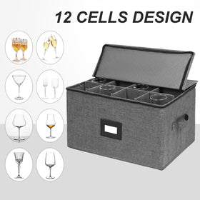 Mayniu wine glass storage box top-lid close-up, dustproof protection for cherished glassware.