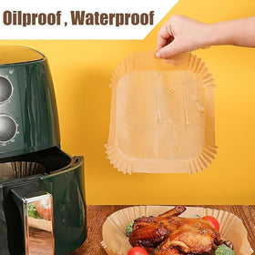 M-bestl 380pcs liners fit square air fryers and prevent food from sticking.