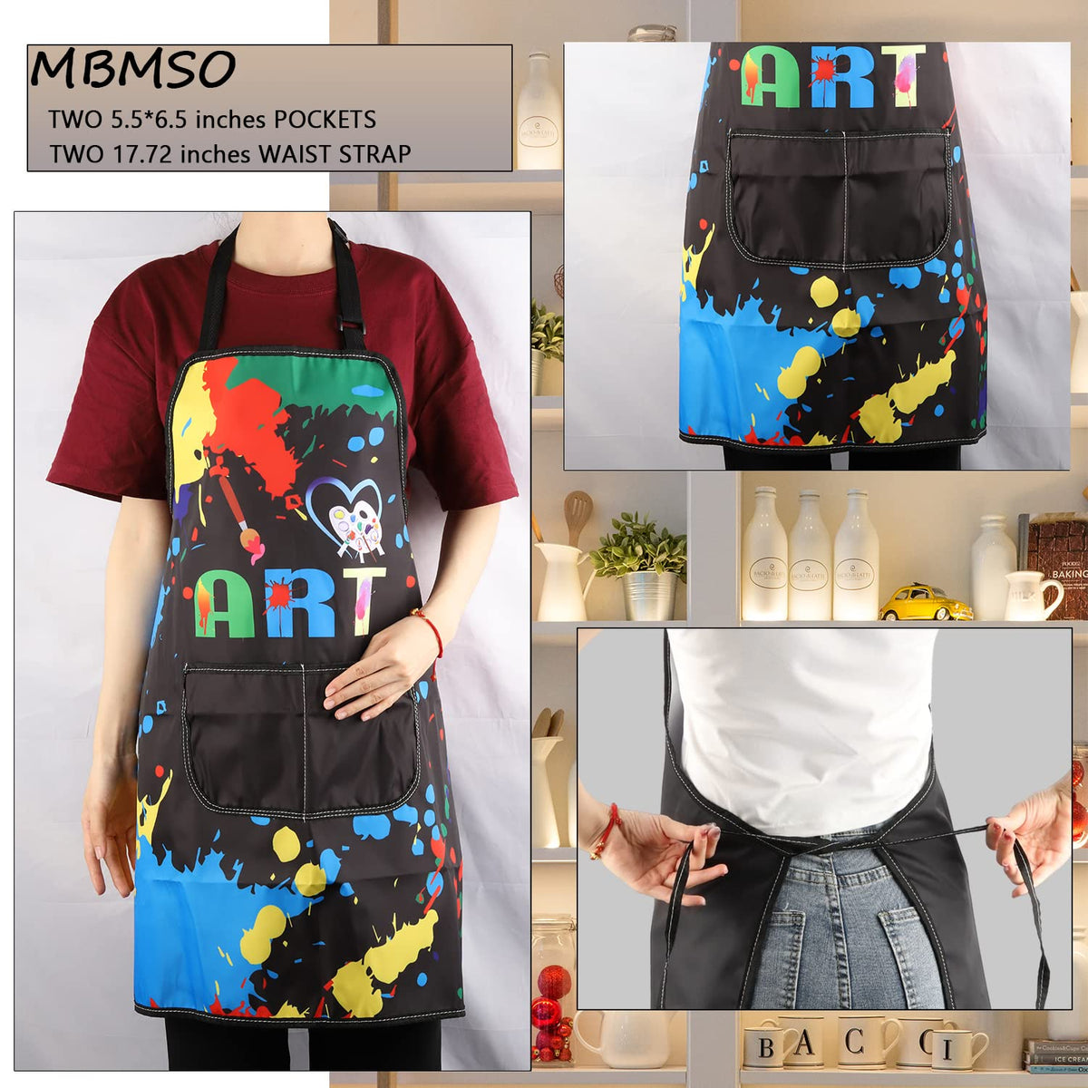MBMSO artist apron features two pockets for easy access to tools and phone.