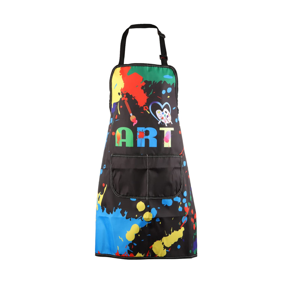 MBMSO Love Art apron with pockets provides waterproof protection during painting sessions.