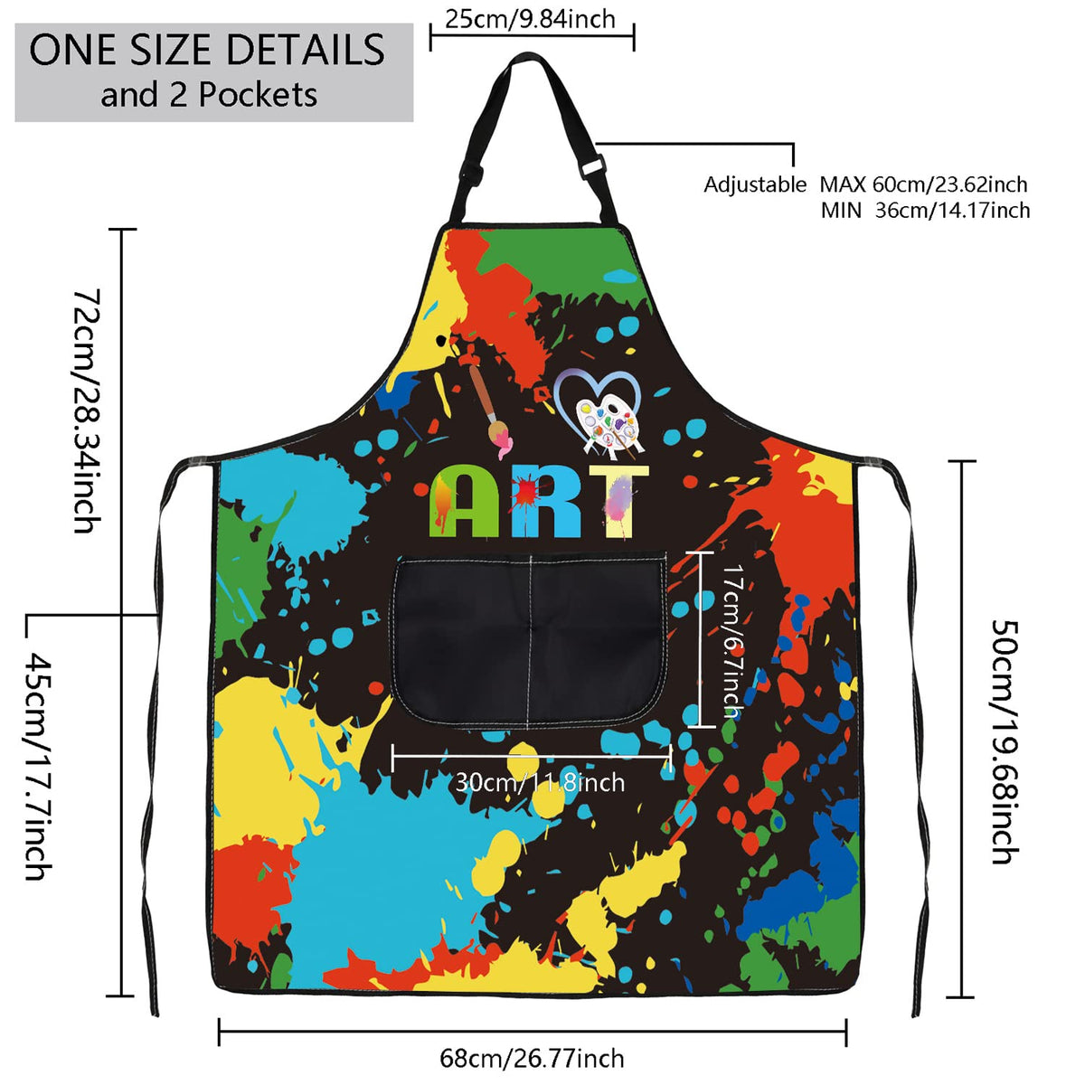 MBMSO painting apron with adjustable neck strap for quick, comfortable on-and-off during arts projects.