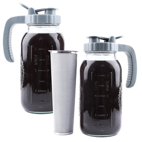 MBSRITY cold brew pitcher with infuser and pour spout for easy iced coffee.