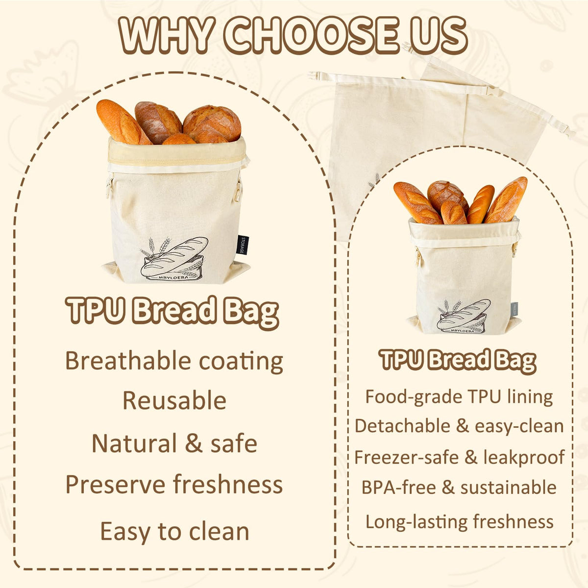 MBYLOEBA beeswax bag preserves crust on counter storage.