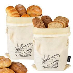 MBYLOEBA washable sourdough bags on the counter keep loaves crusty and fresh.