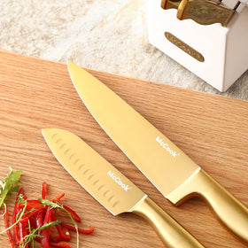McCook 4-1-2-inch pizza knife in golden titanium for clean slices