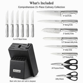 McCook 8-inch chef knife shown ready for precise chopping