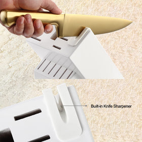 McCook 8in slicing knife in gold titanium for precise meat and veg slicing.