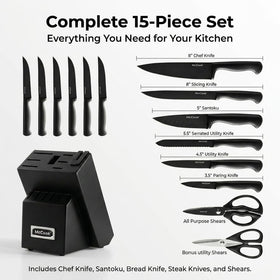 McCook 8-inch chef knife close-up for precision slicing and balanced handling.