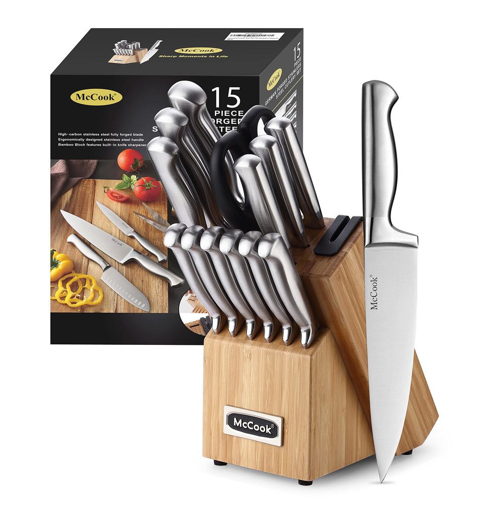 McCook block knife set with built in sharpener for easy edge maintenance