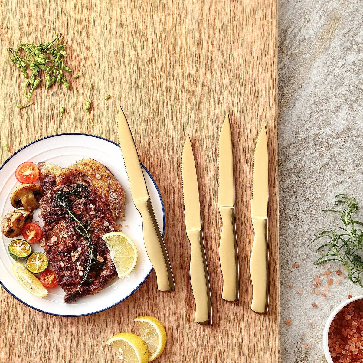 McCook serrated steak knives grip slices cleanly for effortless meal prep.