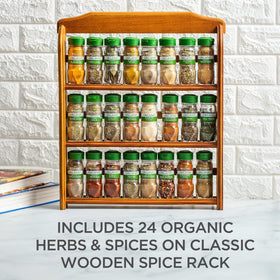 McCormick Gourmet organic spices neatly displayed in the rack.
