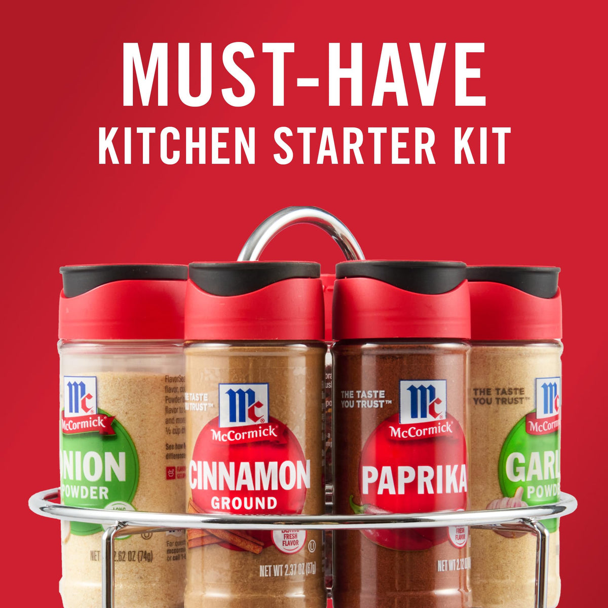 Assortment may vary on McCormick spice rack adding variety to meals