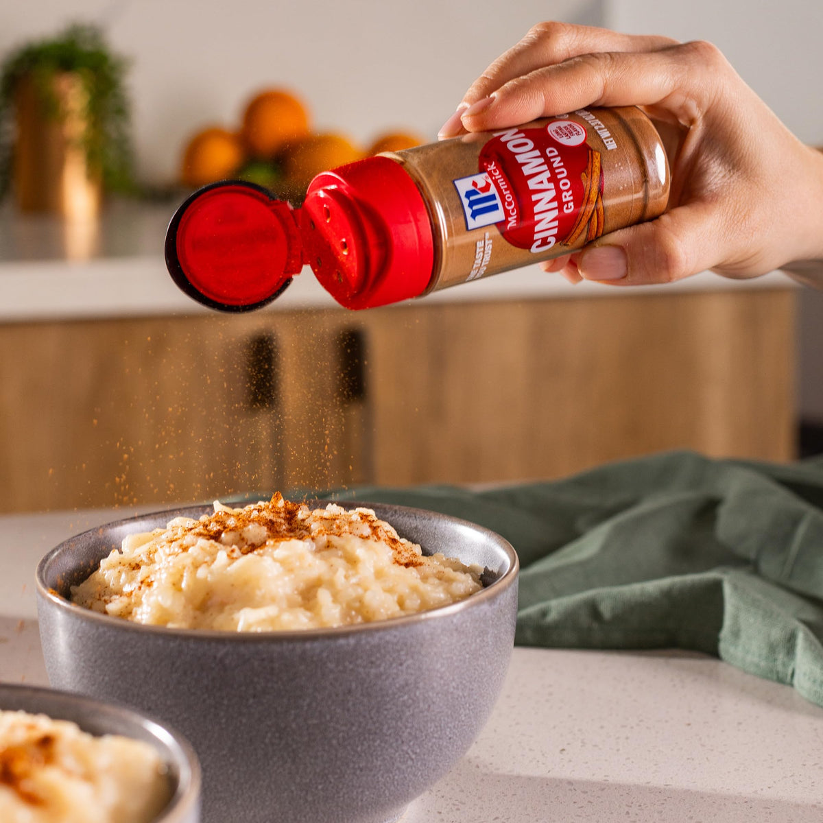 Compact two-tier design of McCormick spice rack fits small spaces