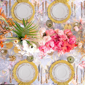 MCEAST Christmas and Valentine's events with gold edge doilies.