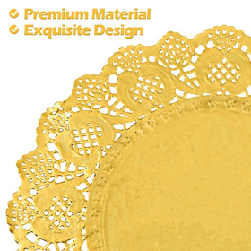 MCEAST closeup of gold lace pattern doily for refined table settings.