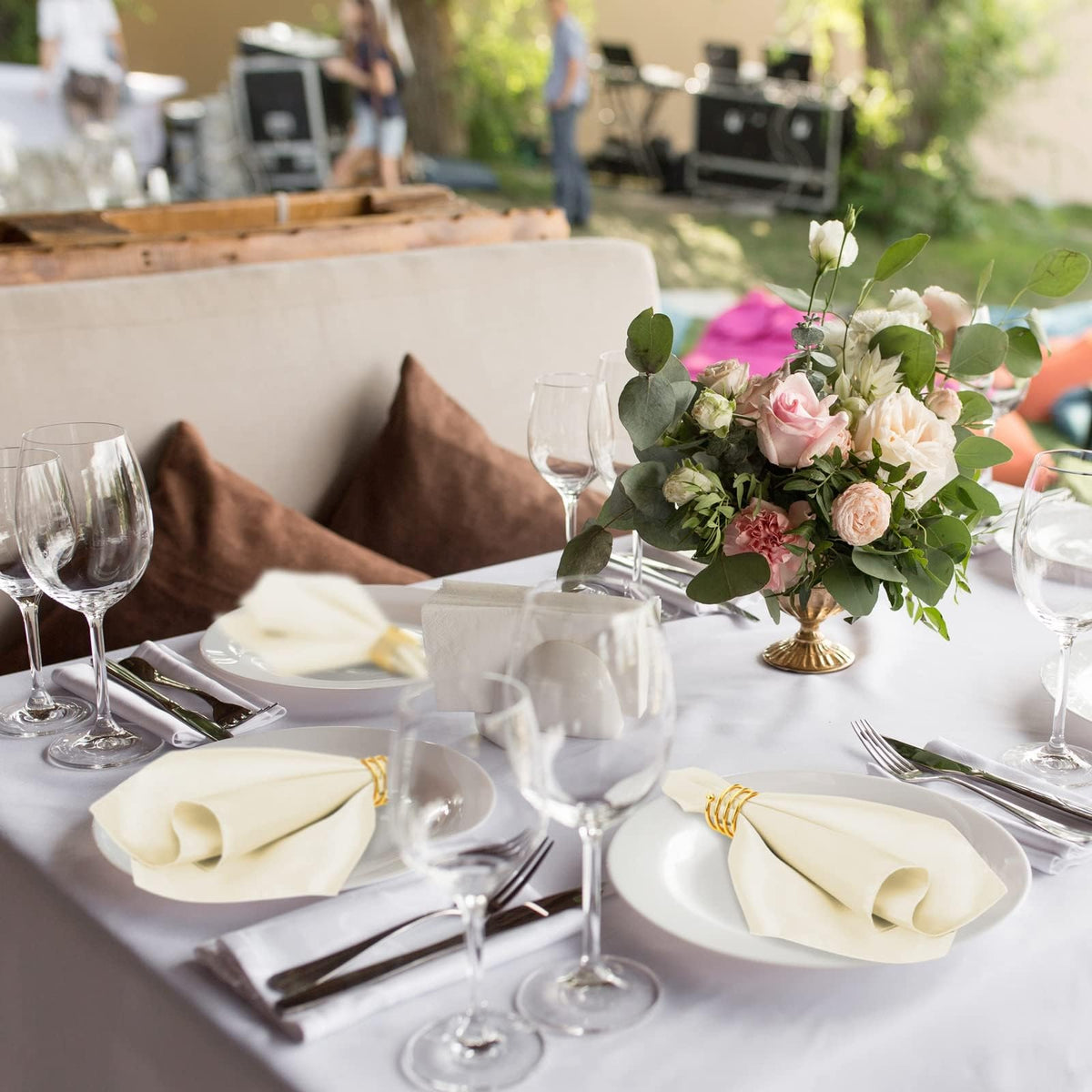 MCEAST family dining ambiance with ivory and gold accents.