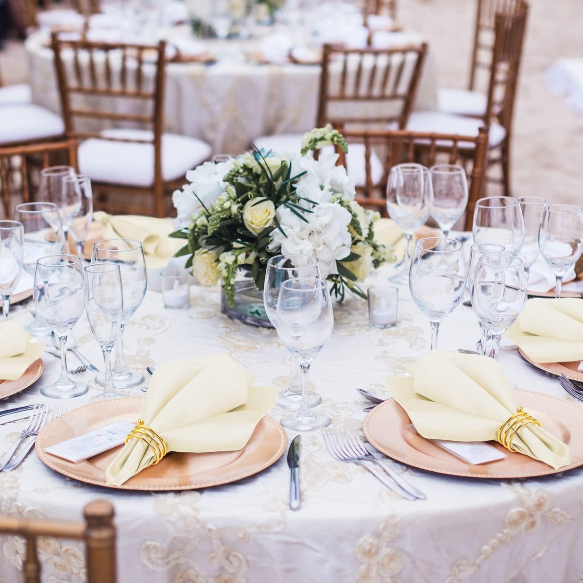 MCEAST napkin rings metal detail highlights durability for repeated use.