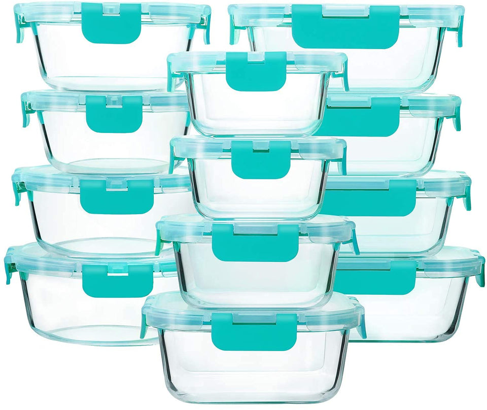 MCIRCO 24-piece glass storage containers with locking lids for organized meals and freshness