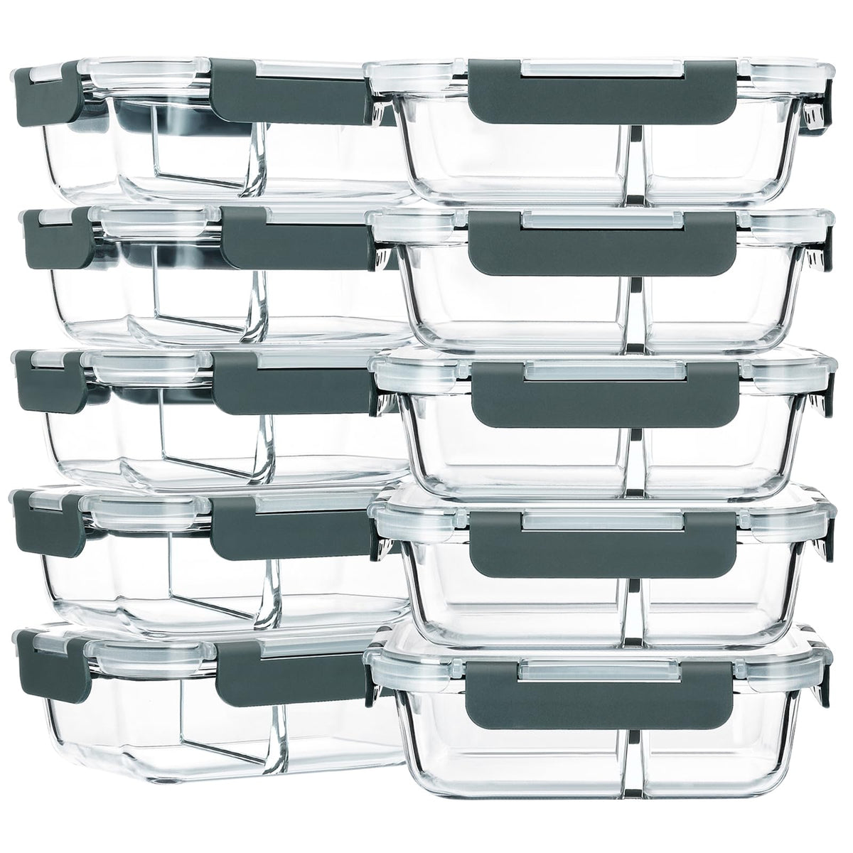 M MCIRCO 30oz glass meal prep container with two compartments for portion control