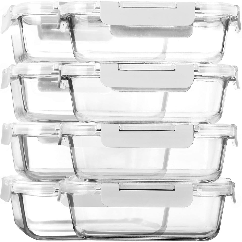 MCIRCO 8-pack glass meal prep containers with clear lids for portion control