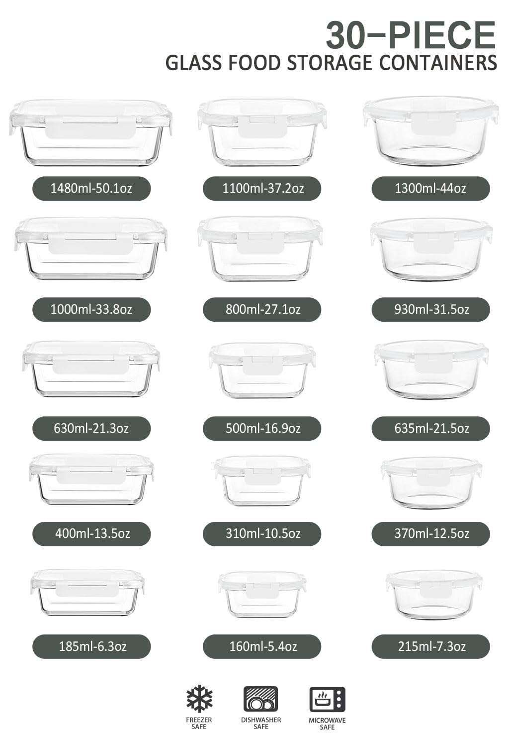 MCIRCO borosilicate glass container highlighting large capacity for meal prep.