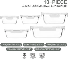 M MCIRCO borosilicate glass meal prep containers stacked to save space.