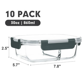 M MCIRCO borosilicate glass container showing microwave/oven-safe use