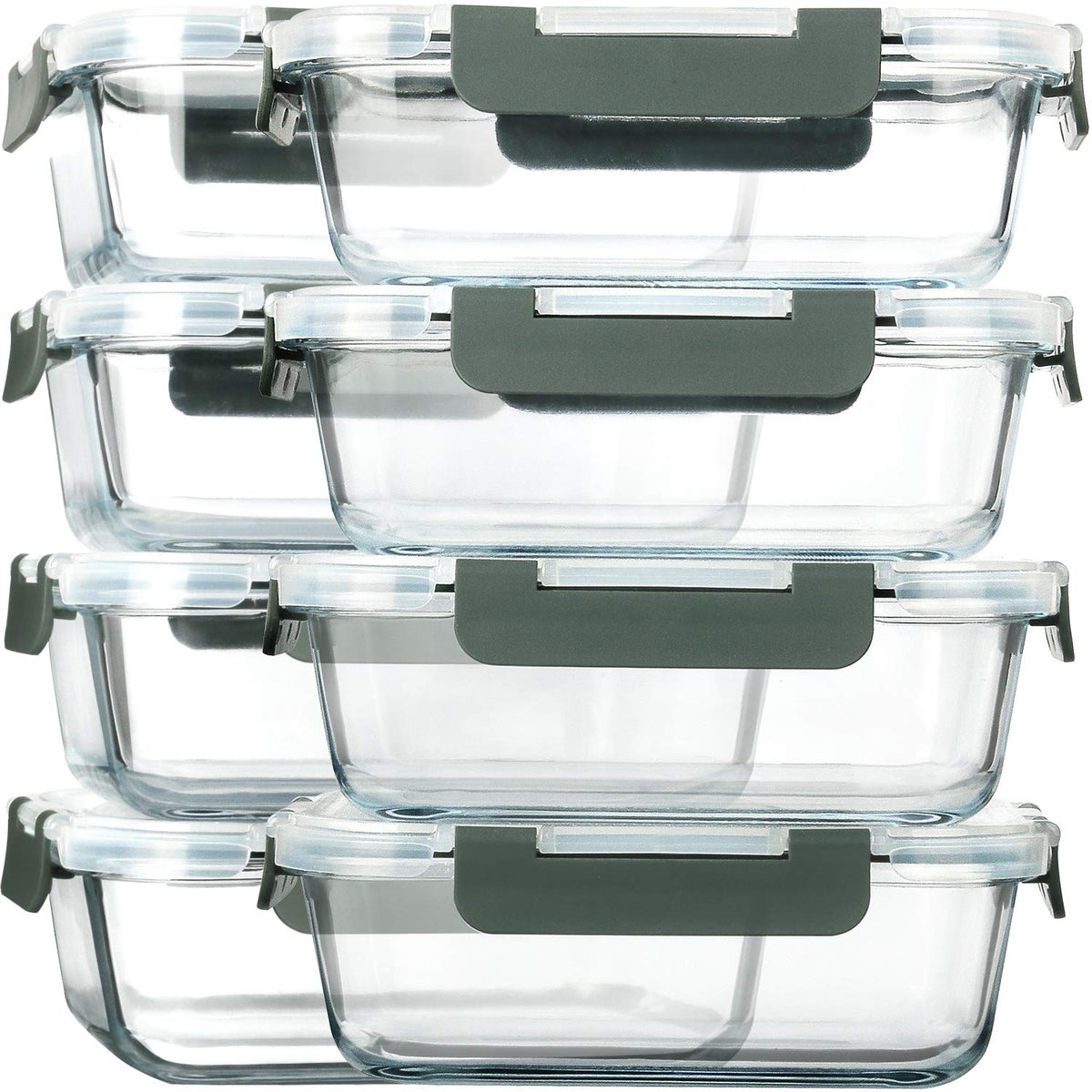 M MCIRCO glass meal prep 8-pack 30oz containers with lids for organized portions.