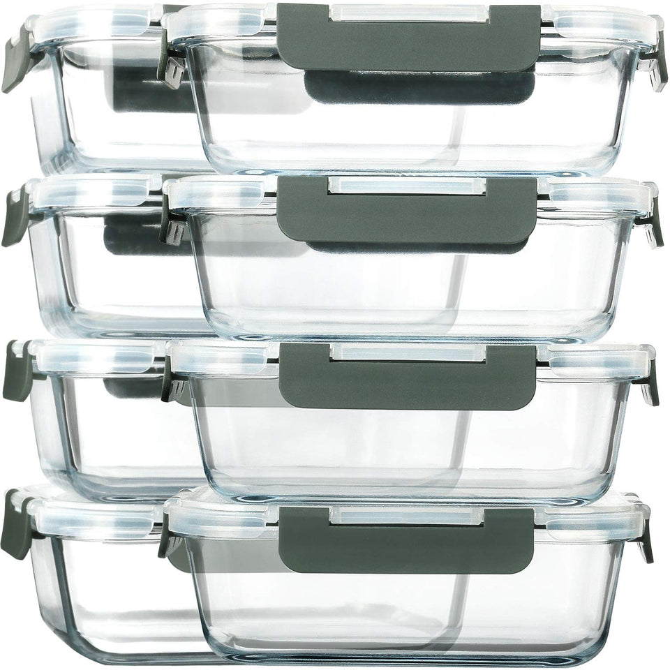M MCIRCO glass meal prep 8-pack 30oz containers with lids for organized portions.
